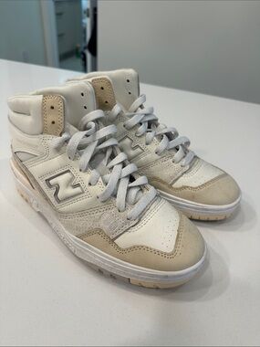 New Balance 650 Cream & White High-Top Sneakers